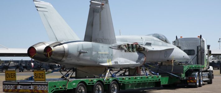 Disassembled F/A-18A Hornets en route to War Memorial